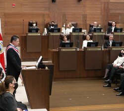 El Presidente de la República de Costa Rica, Rodrigo Chaves, dirige unas palabras tras su investidura en la Asamblea Legislativa